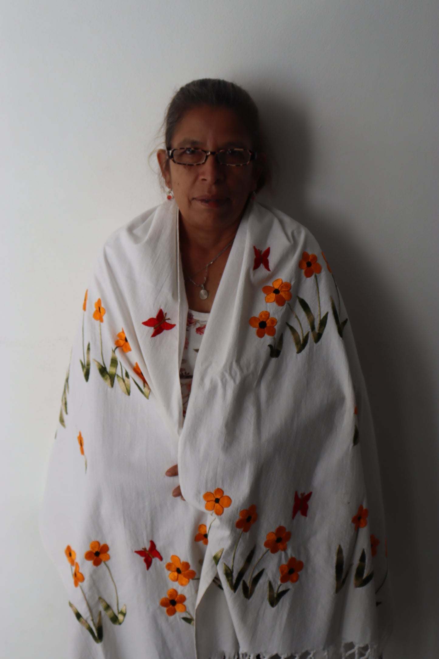 Shawl with butterflies and flowers by Maria