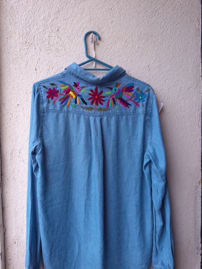 Denim shirt with flowers by Cirila