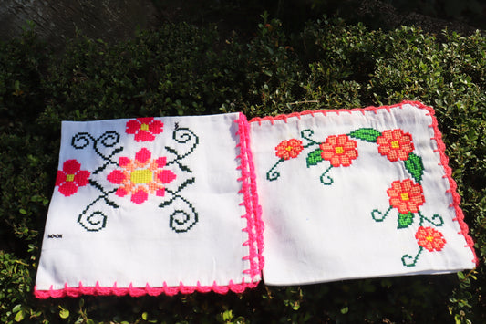 Dish towel set (2) in pink flowers by Elizabeth